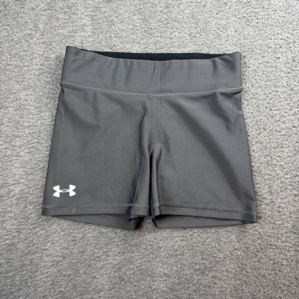 Under Armour Compression Shorts Women's Small Gray HeatGear Athletic Workout 3in